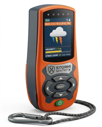 Handheld lightning detector shown to the respondent